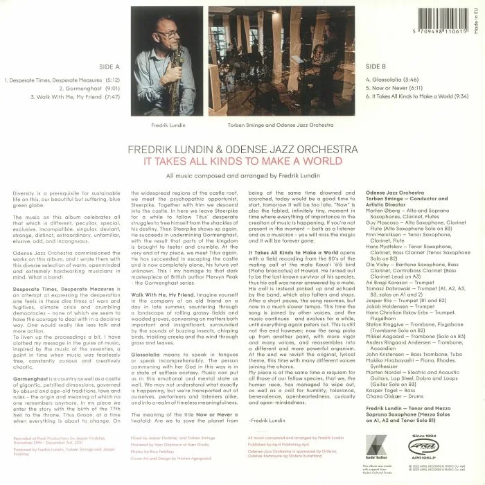 Back cover — Fredrik LUNDIN / ODENSE JAZZ ORCHESTRA — It Takes All Kinds To Make A World