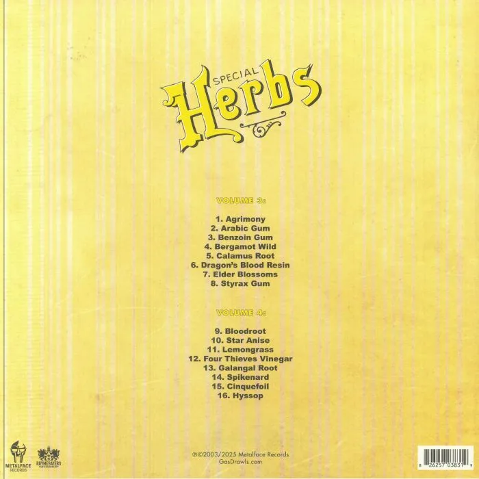 Back cover — MF DOOM — Metal Fingers Presents: Special Herbs Vol 3 & 4