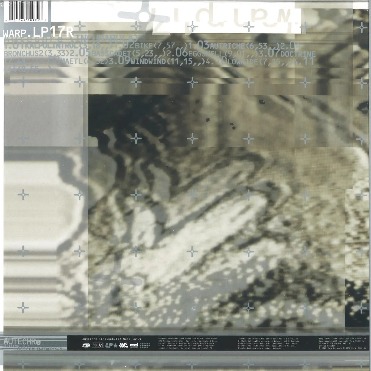 Back cover — Autechre — Incunabula LP 2x12"