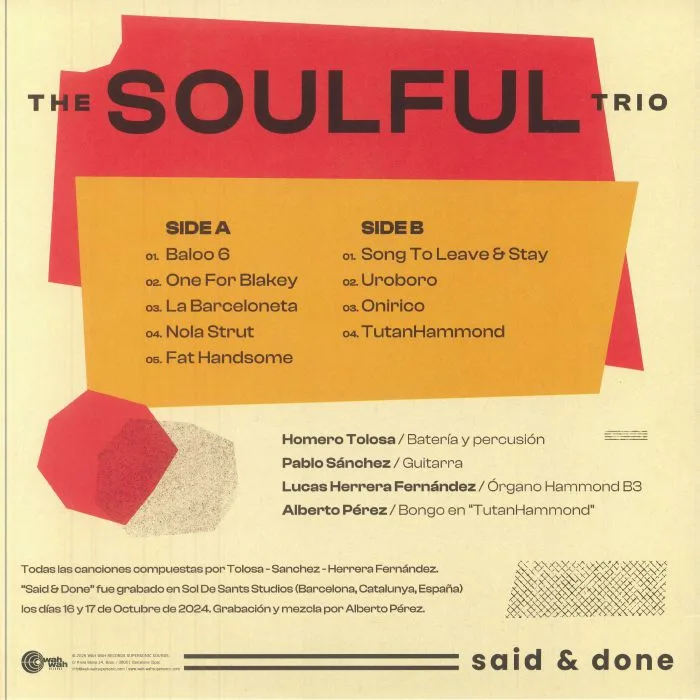 Back cover — The SOULFUL TRIO — Said & Done