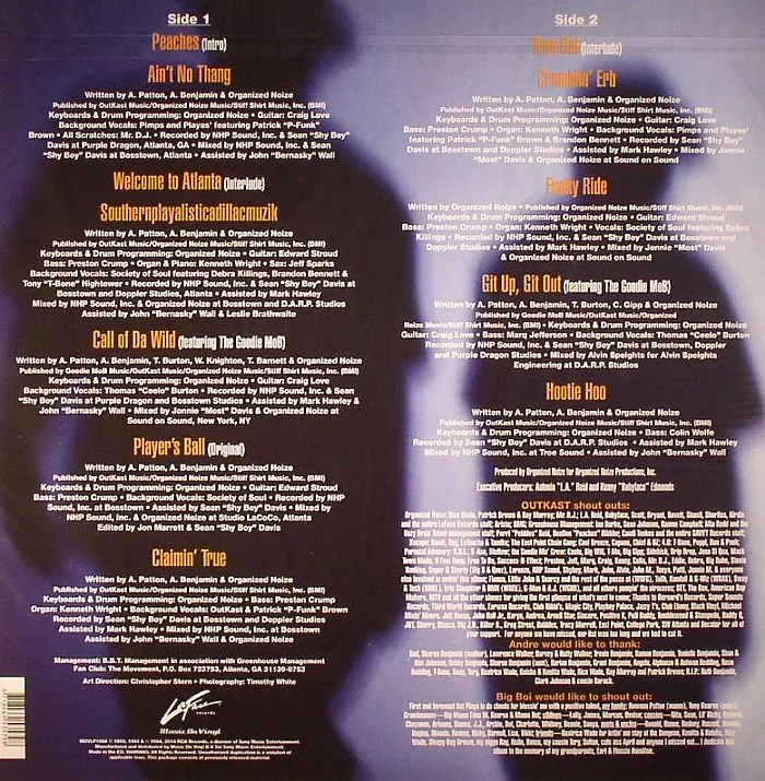 Back cover — OUTKAST — Southernplayalisticadillacmuzik