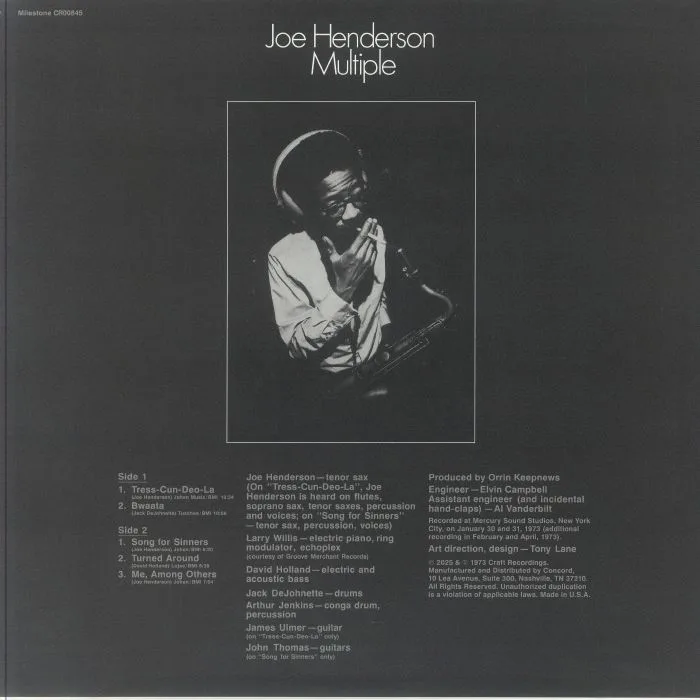 Обратная сторона обложки — Joe HENDERSON — Multiple (Jazz Dispensary Top Shelf Series)