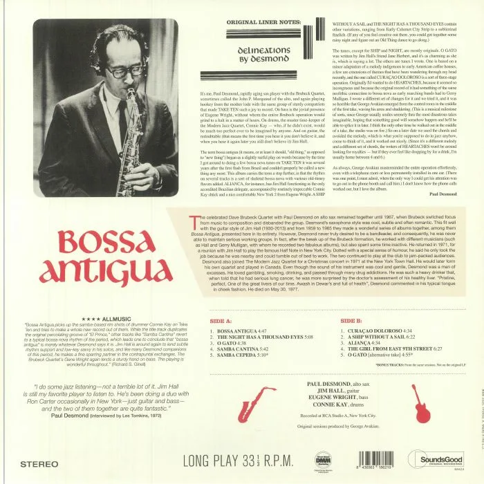 Back cover — Paul DESMOND — Bossa Antigua