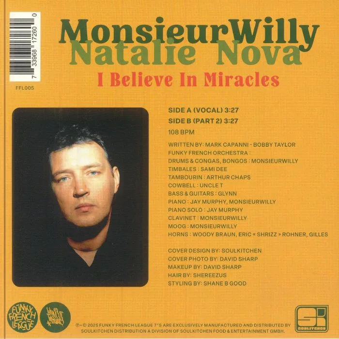 Back cover — MONSIEURWILLY / NATALIE NOVA — I Believe In Miracles (reissue)
