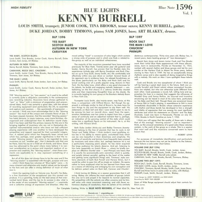 Обратная сторона обложки — Kenny BURRELL — Blue Lights Volume 1 (Classic Vinyl)