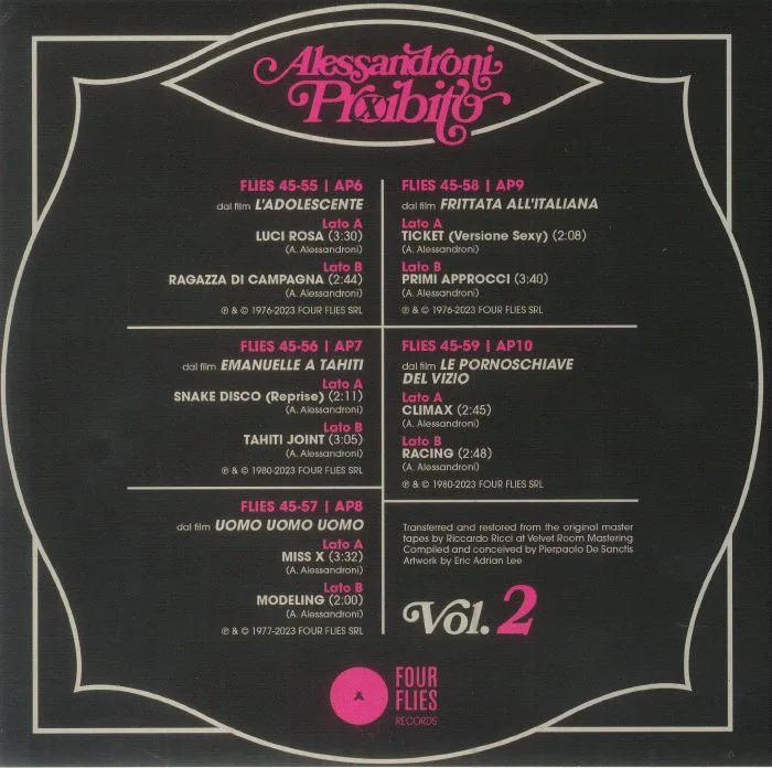 Обратная сторона обложки — Alessandro ALESSANDRONI — Alessandroni Proibito Vol 2: Music From Red Light Films 1976-1980