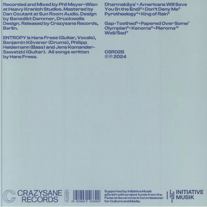 Back cover — ENTROPY — Dharmakaya