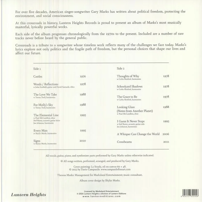 Back cover — Gary MARKS — Crossroads (Record Store Day RSD 2026)