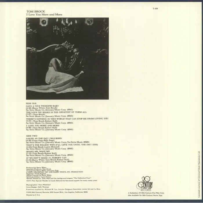 Обратная сторона обложки — Tom BROCK — I Love You More & More (reissue)