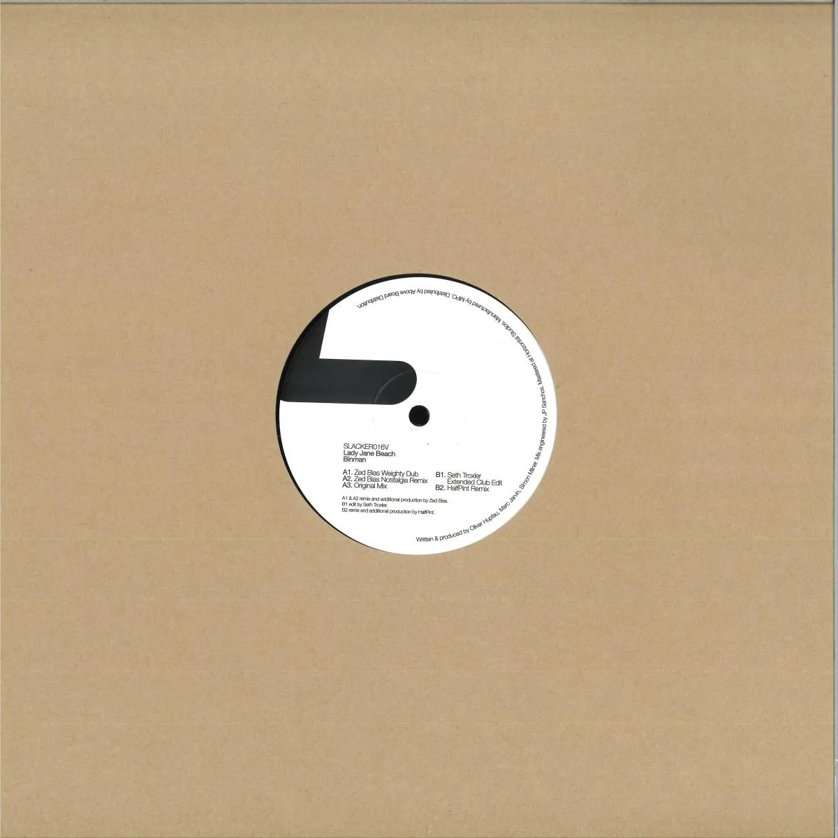 Обратная сторона обложки — Lady Jane Beach — Binman (Incl. Zed Bias / Seth Troxler / HalfPint Remixes)