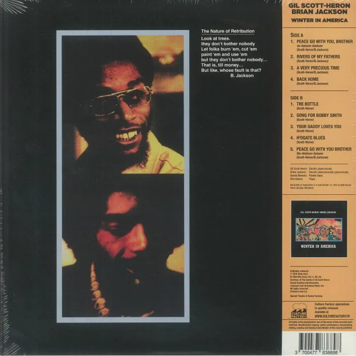 Back cover — Gil SCOTT HERON / BRIAN JACKSON — Winter In America (reissue) (B-STOCK)