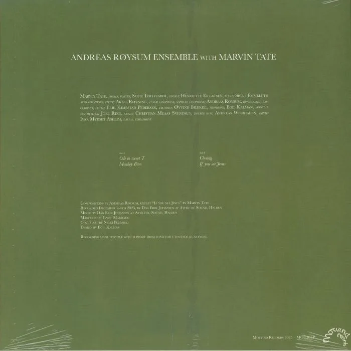 Обратная сторона обложки — ANDREAS ROYSUM ENSEMBLE with MARVIN TATE — Andreas Roysum Ensemble With Marvin Tate