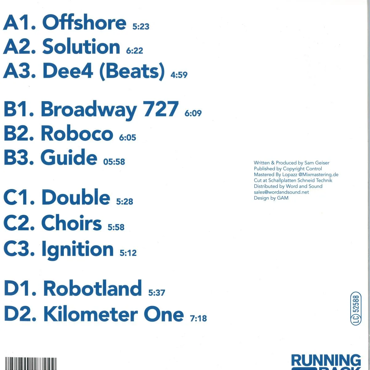 Обратная сторона обложки — Deetron — Running Back Mastermix: Deetron (2x12")