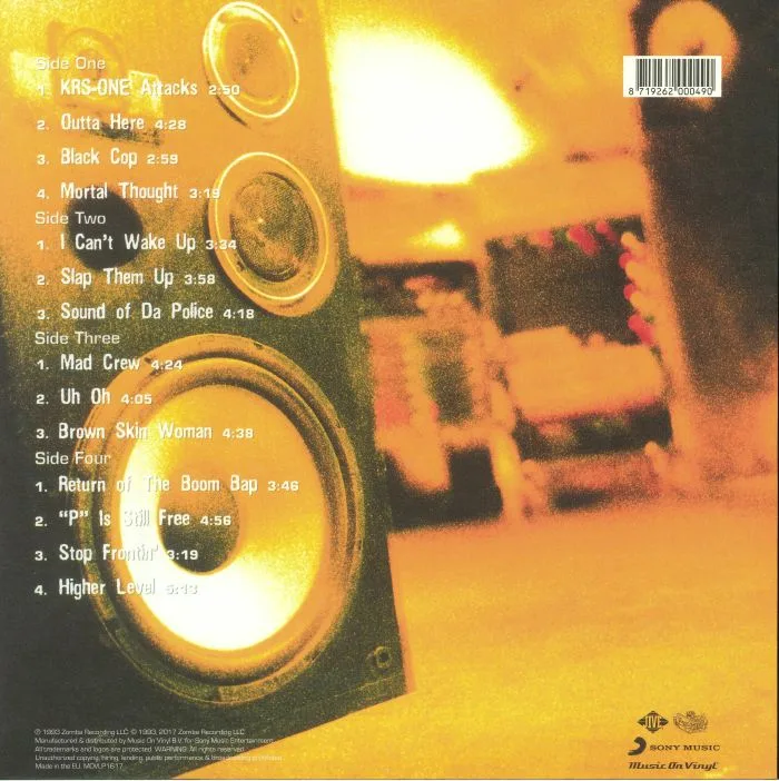 Back cover — KRS ONE — Return Of The Boom Bap (reissue)