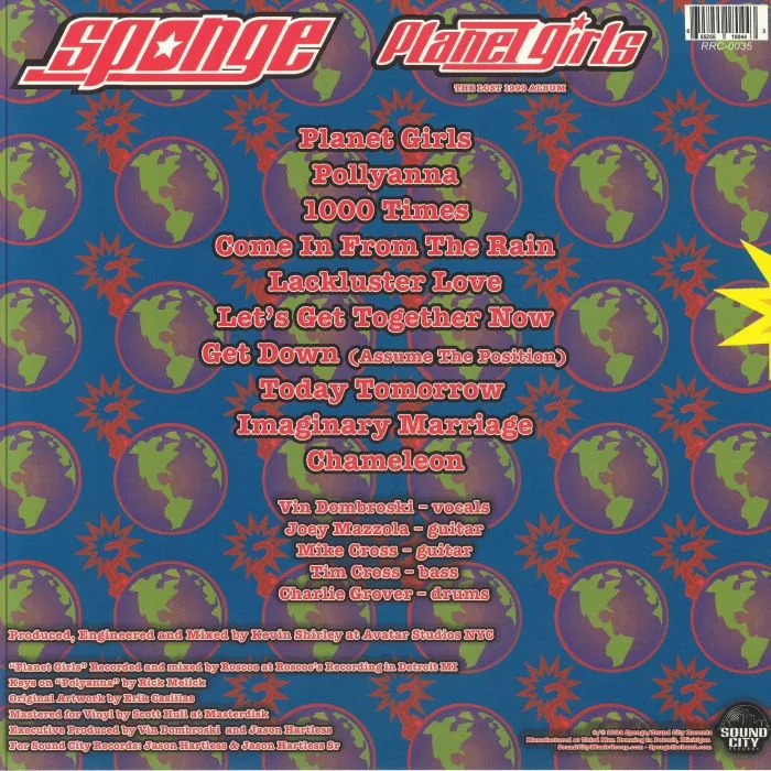 Back cover — SPONGE — Planet Girls: The Lost 1999 Album (Record Store Day RSD 2024)