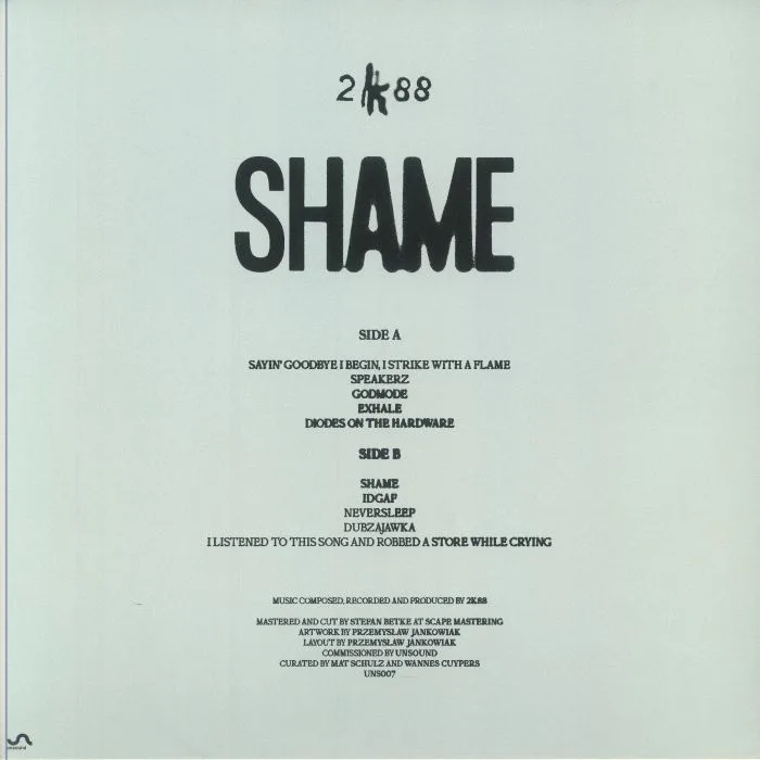 Обратная сторона обложки — 2K88 — Shame