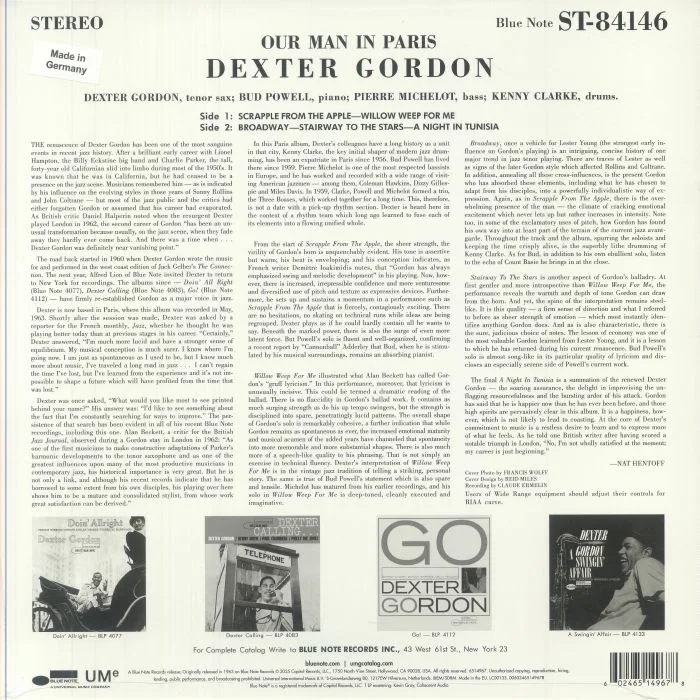 Back cover — Dexter GORDON — Our Man In Paris (Classic Vinyl Series)