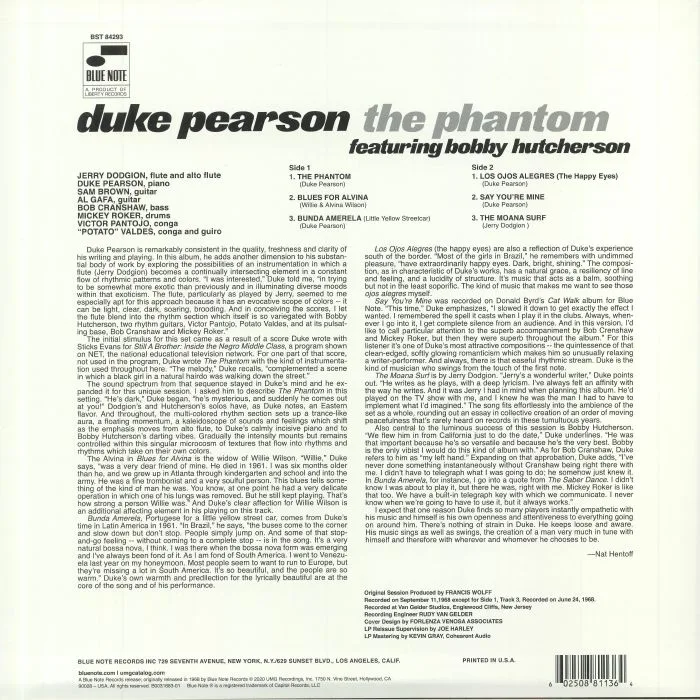 Back cover — Duke PEARSON feat BOBBY HUTCHERSON — The Phantom (Tone Poet Series) (reissue)