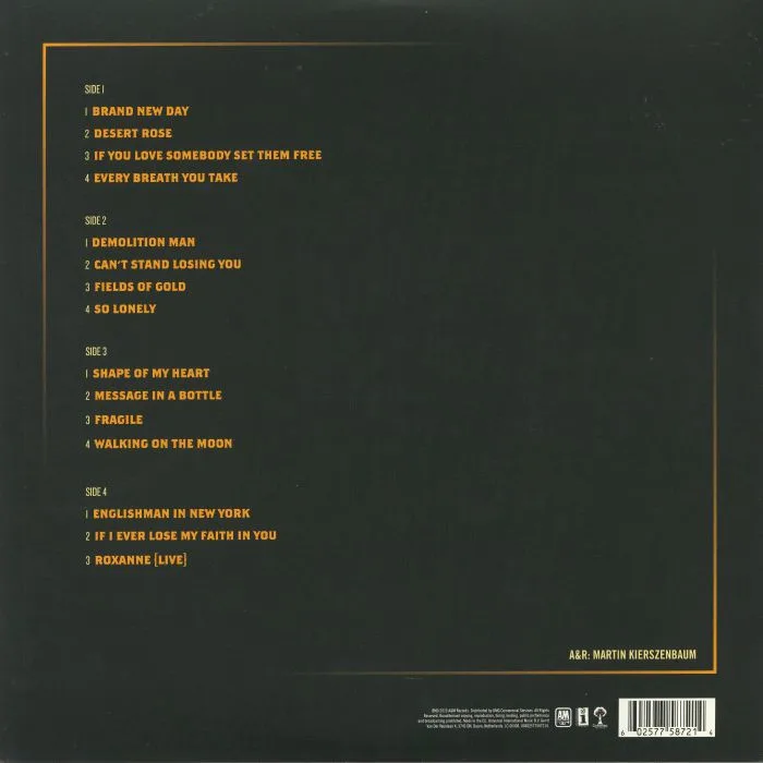 Back cover — STING — My Songs