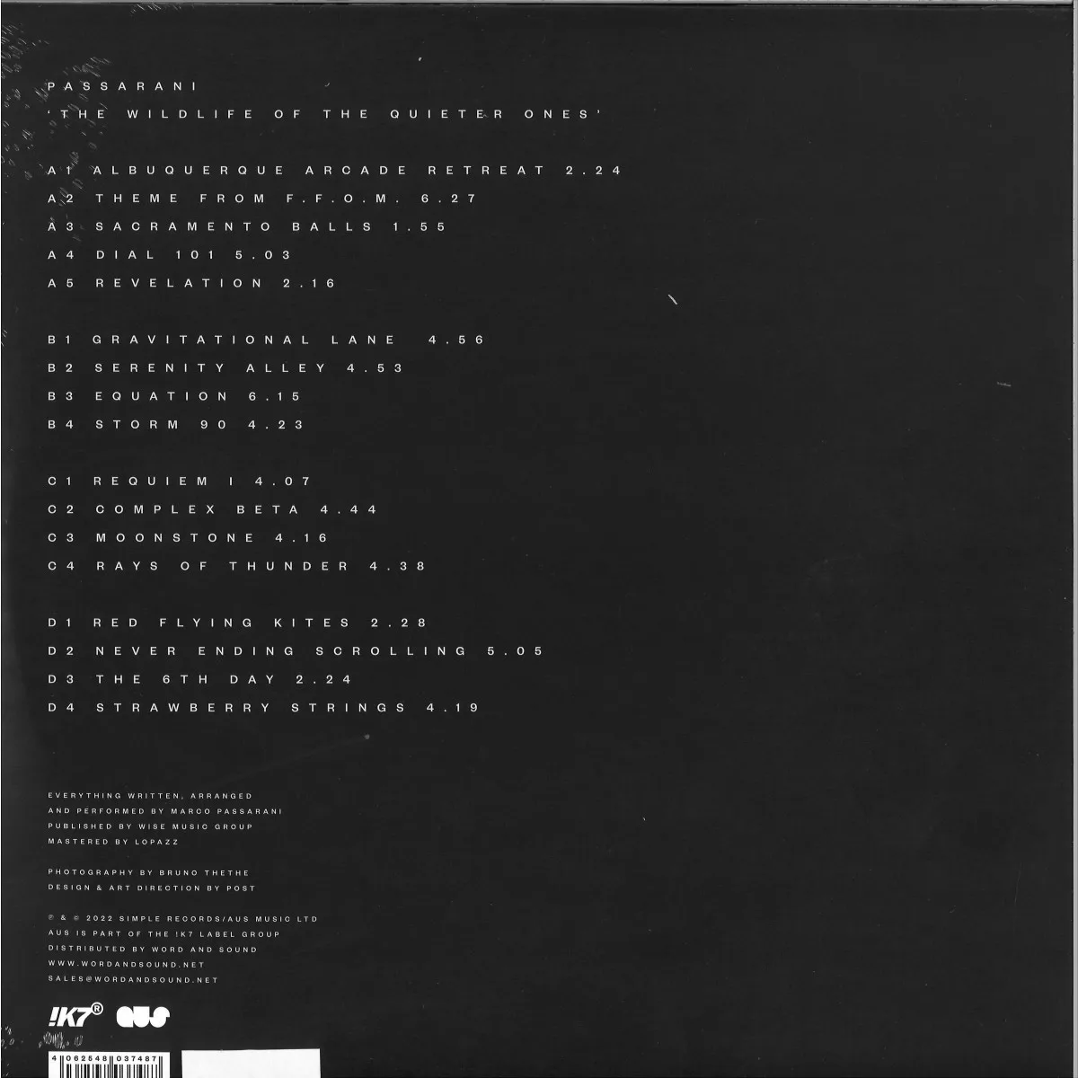 Back cover — Passarani — The Wildlife Of The Quieter Ones (2LP)