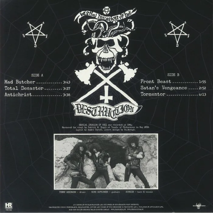 Обратная сторона обложки — DESTRUCTION — Bestial Invasion Of Hell