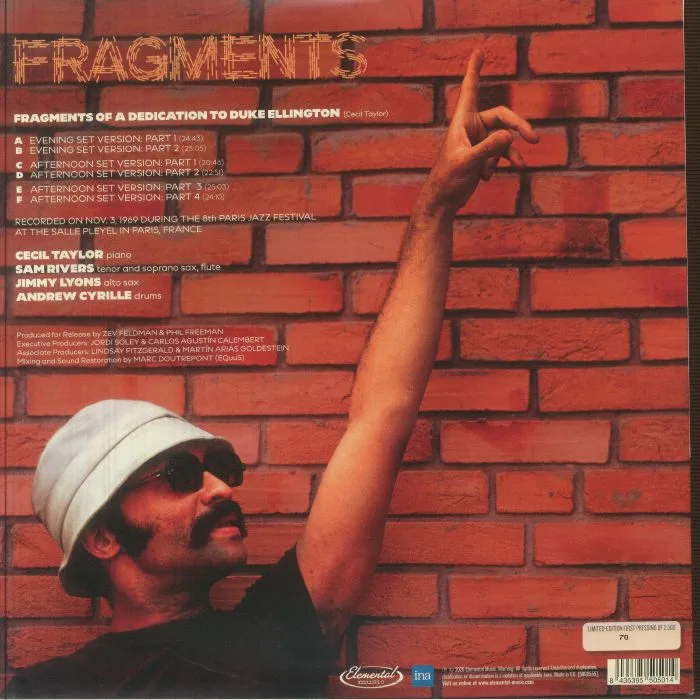 Back cover — CECIL TAYLOR UNIT — Fragments: The Complete 1969 Salle Pleyel Concerts (Record Store Day RSD 2026)