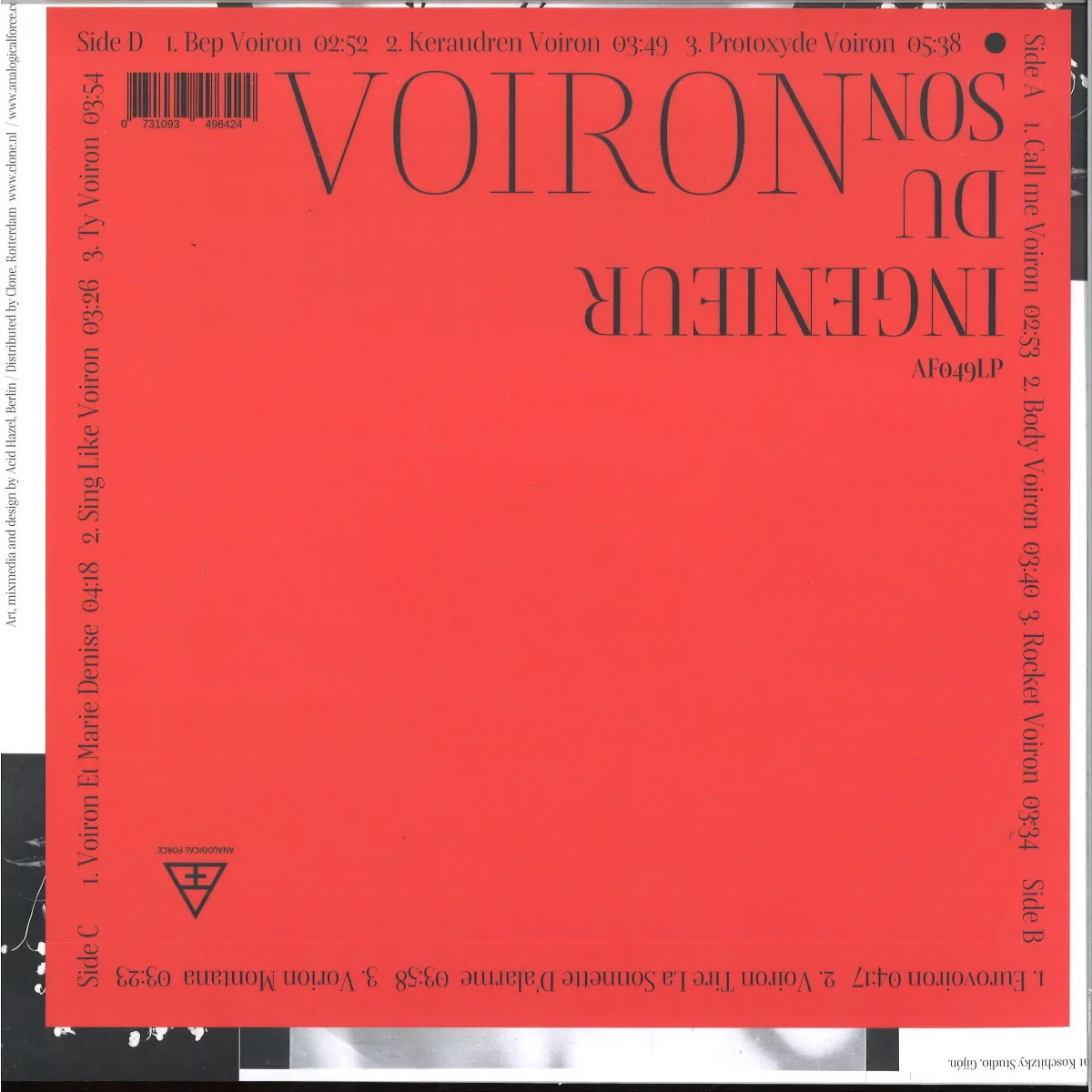 Обратная сторона обложки — Voiron — Ingenieur du Son LP 2x12"