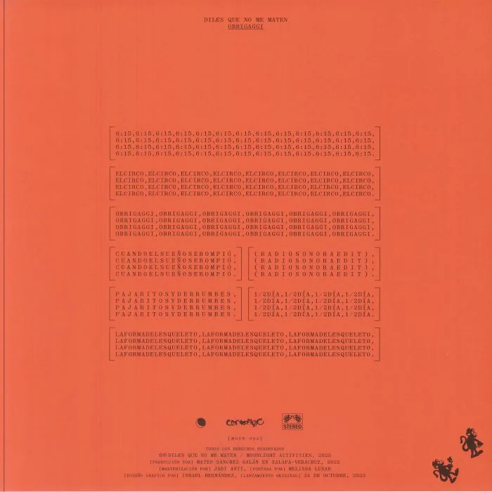 Back cover — DILES QUE NO ME MATEN — Obrigaggi (reissue)