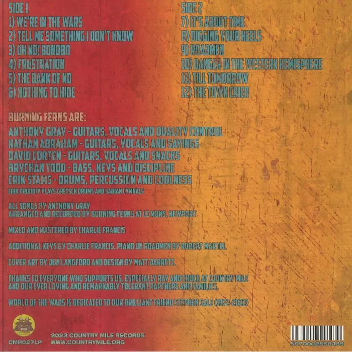 Back cover — BURNING FERNS — World Of The Wars