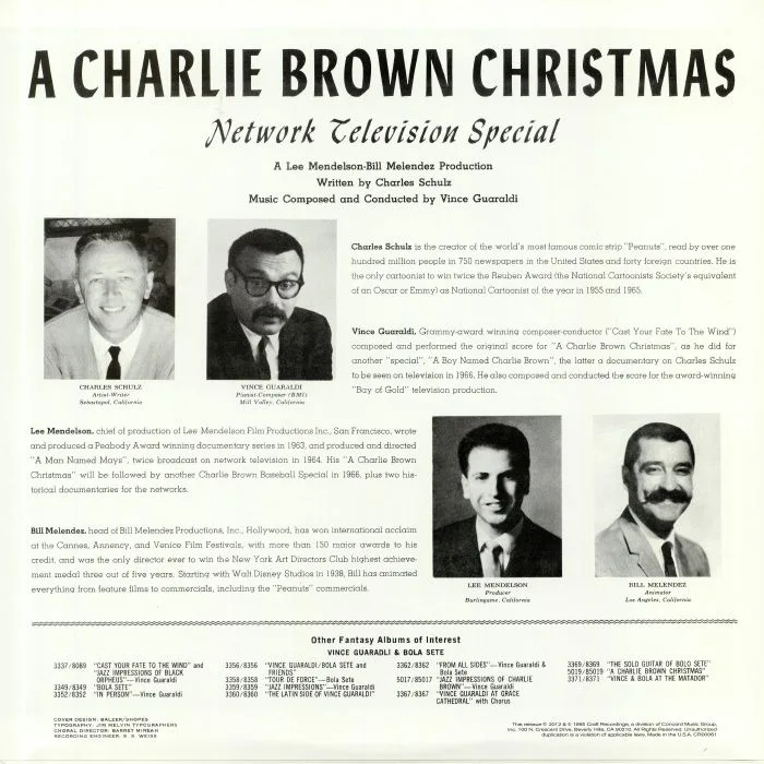 Обратная сторона обложки — VINCE GUARALDI TRIO — A Charlie Brown Christmas (Soundtrack)