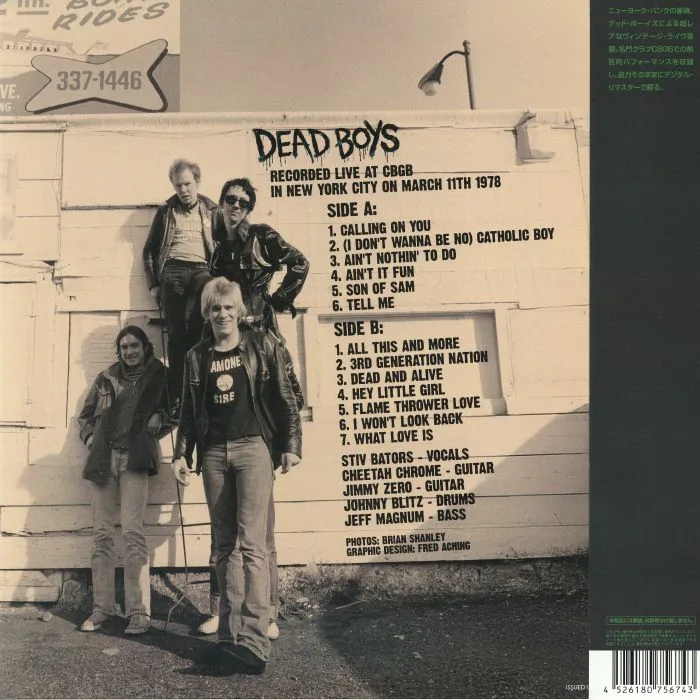 Back cover — DEAD BOYS — Down On The Bowery (Japanese Edition)
