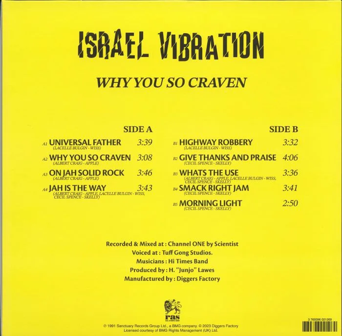 Back cover — ISRAEL VIBRATION — Why You So Craven (remastered)