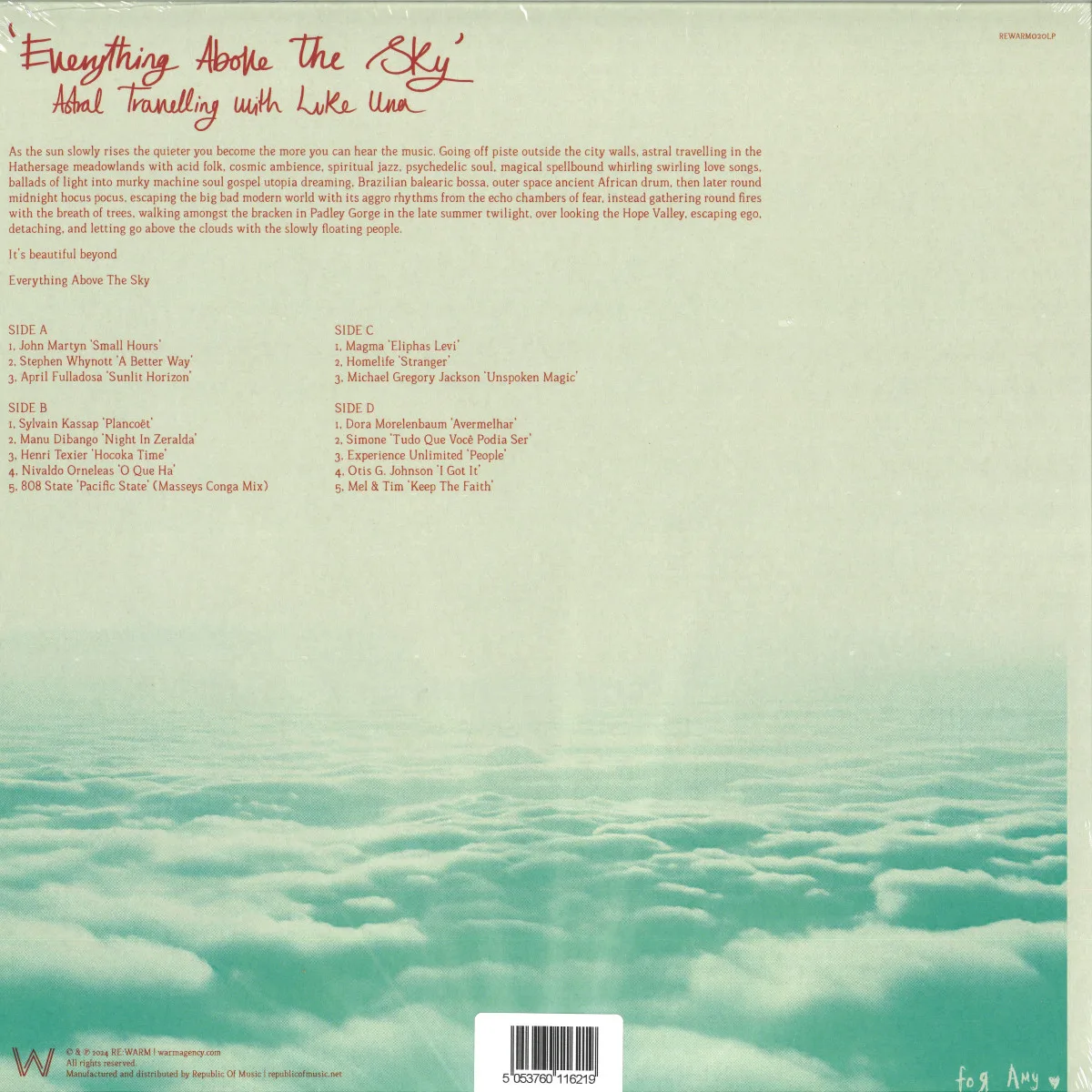Обратная сторона обложки — Luke Una — Everything Above The Sky LP 2x12"
