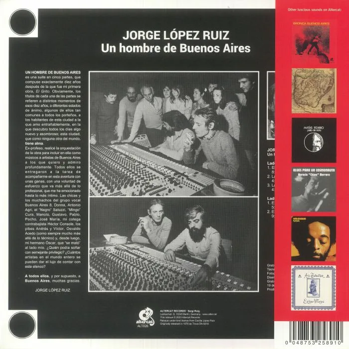 Back cover — Jorge LOPEZ RUIZ — Un Hombre De Buenos Aires (reissue)