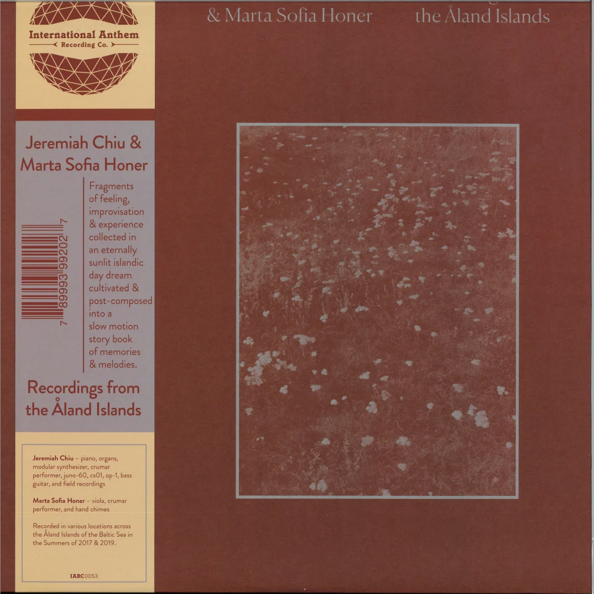 Лицевая сторона обложки — Jeremiah Chiu&Marta Sofia Honer — RECORDINGS FROM THE ÅLAND ISLANDS LP
