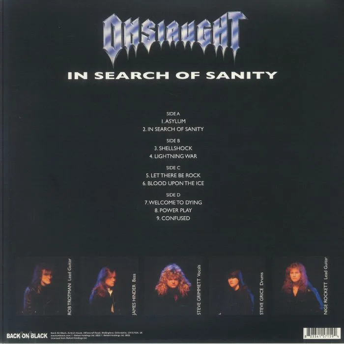 Back cover — ONSLAUGHT — In Search Of Sanity