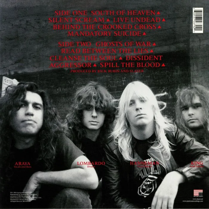 Back cover — SLAYER — South Of Heaven
