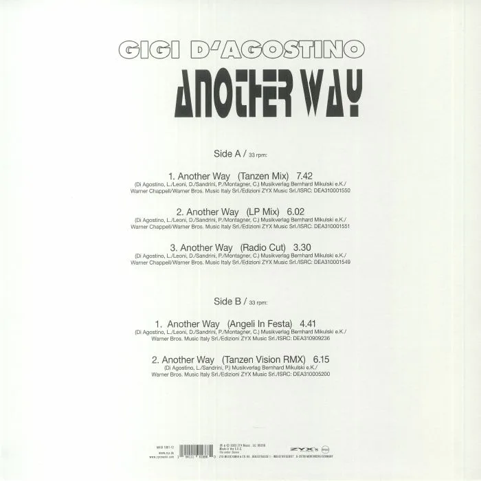 Back cover — Gigi D'AGOSTINO — Another Way
