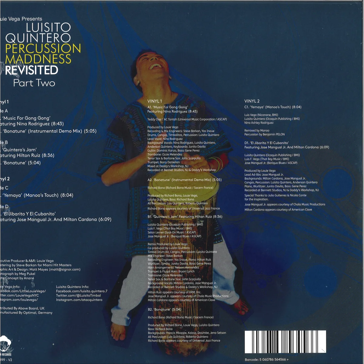 Обратная сторона обложки — Luisito Quintero — Percussion Maddness Revisited – Part Two 2x12"