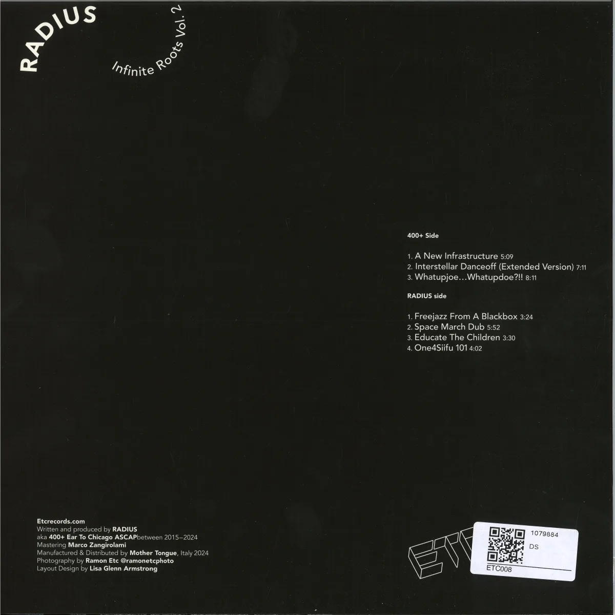 Обратная сторона обложки — Radius — Infinite Roots Vol.2 LP