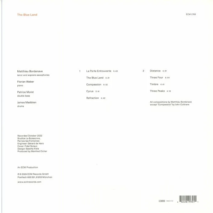Back cover — Matthieu BORDENAVE / FLORIAN WEBER / PATRICE MORET / JAMES MADDREN — The Blue Land