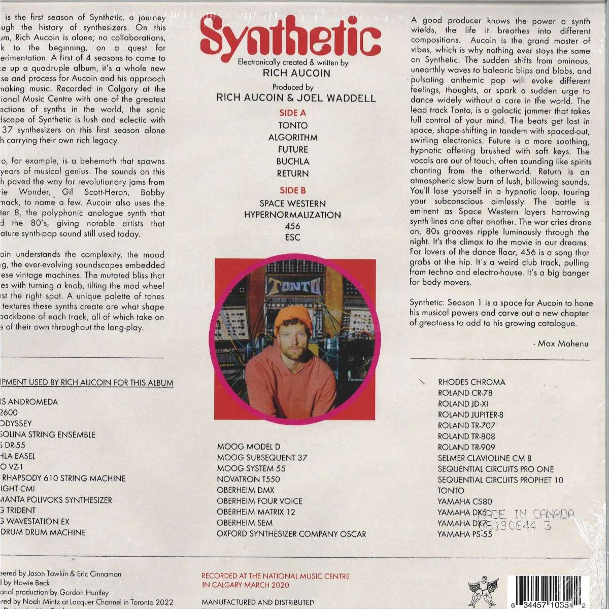 Back cover — Rich Aucoin — Synthetic: Season One