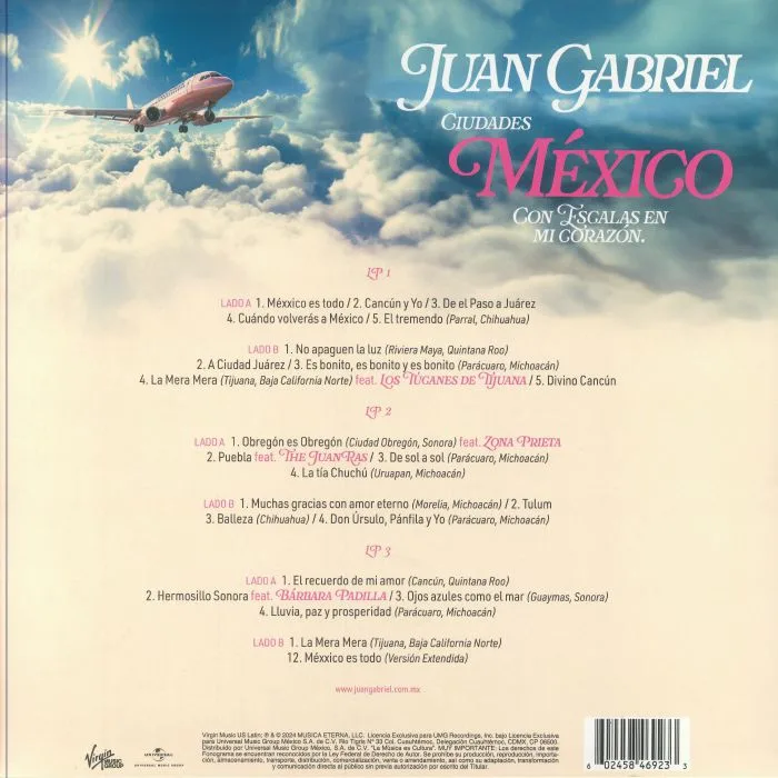 Back cover — Juan GABRIEL — Mexico Con Escalas En Mi Corazon (Ciudades)