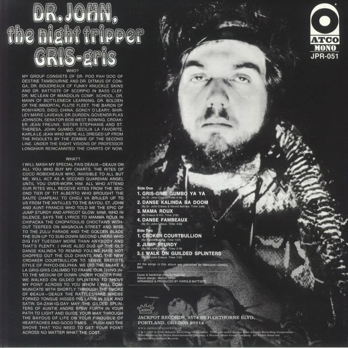 Back cover — DR JOHN THE NIGHT TRIPPER — Gris Gris (mono) (reissue)