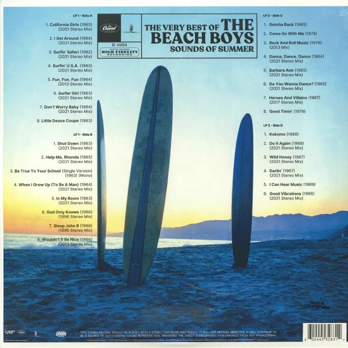 Обратная сторона обложки — The BEACH BOYS — Sounds Of Summer: The Very Best Of The Beach Boys (60th anniversary edition)