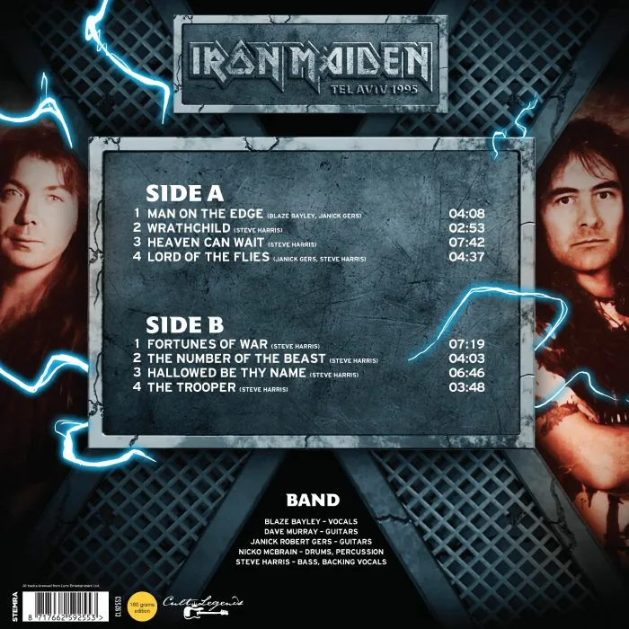 Back cover — IRON MAIDEN — Tel Aviv 1995