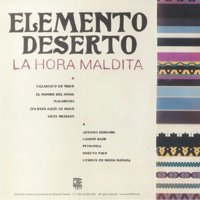 Обратная сторона обложки — ELEMENTO DESERTO — La Hora Maldita