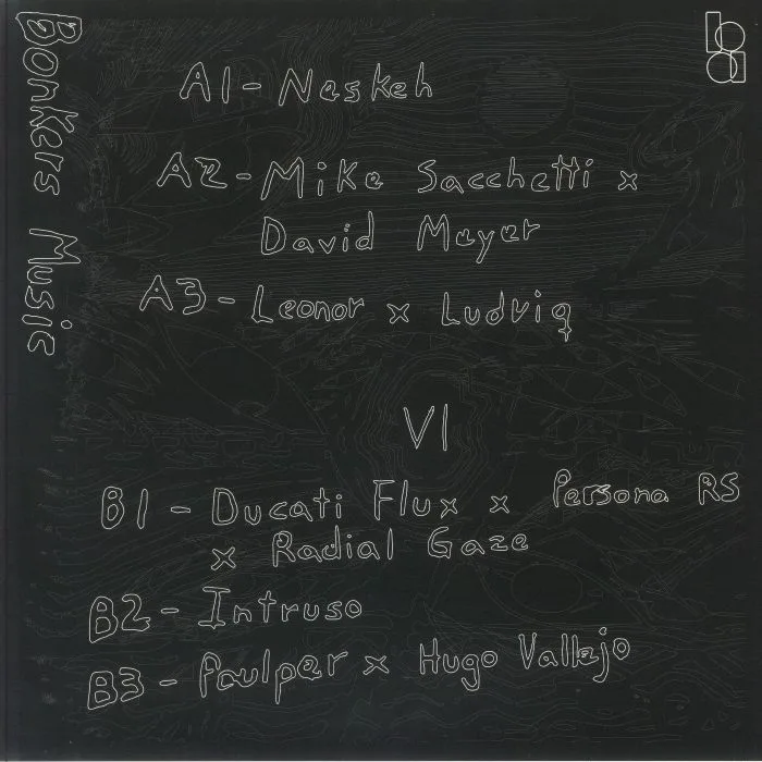 Back cover — NESKEH / MIKE SACCHETTI / DAVID MEYER / LEONOR / LUDVIQ / RADIAL GAZE / DUCATI FLUX / PERSONA RS / INTRUSO / POULPER / HUGO VALLEJO — Year VI