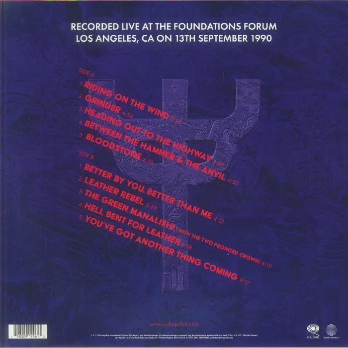 Back cover — JUDAS PRIEST — Live In Los Angeles 90 (Record Store Day RSD 2026)