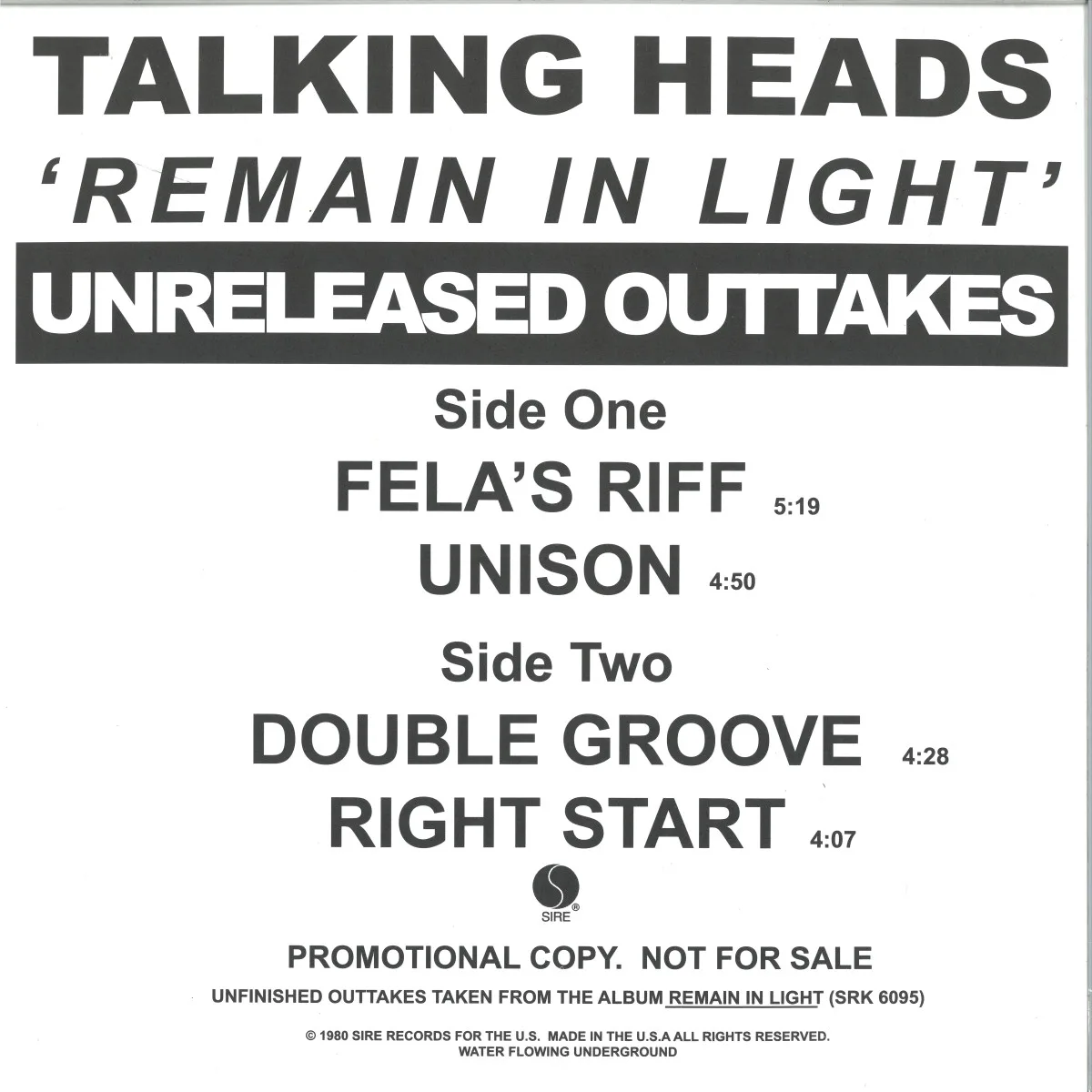 Talking Heads — Remain In Light Unreleased Outtakes